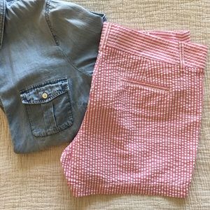 J. Crew Pink City Fit Seersucker Short